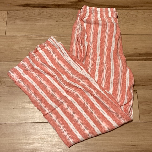 Women’s Indigo Rein Striped Peach White Loungewear Drawstring Pants Size Small - Picture 3 of 12